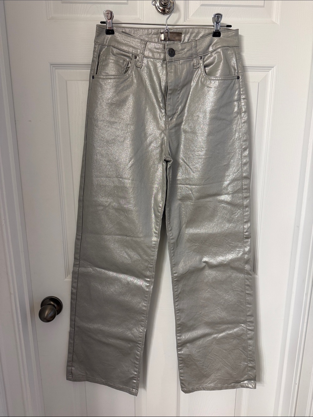 KUT FROM KLOTH MILLER HIGH RISE Light Silver Wide Leg Jeans WOMENS size 4